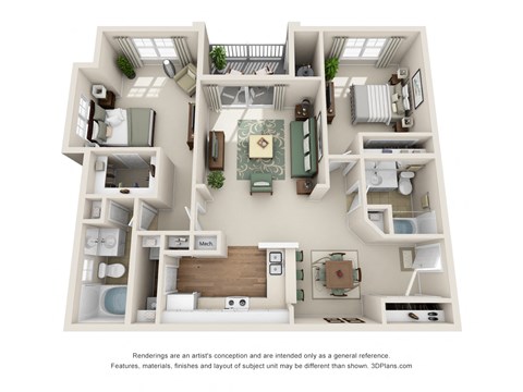 two bedroom apartment floorplan